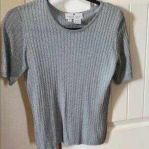 Saks Fifth Avenue Silver Ribbed Crop Top